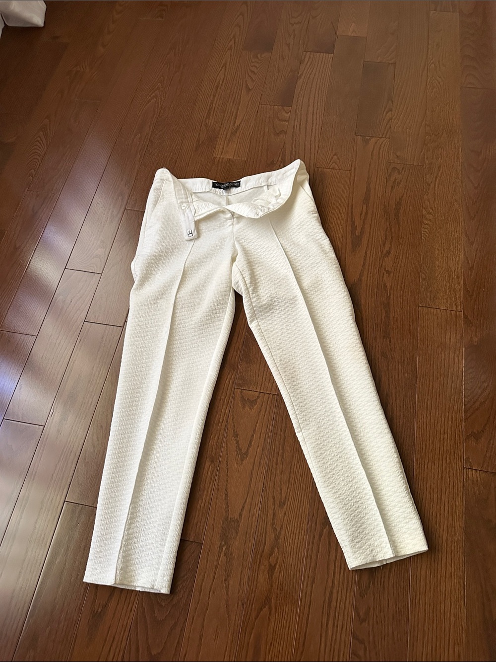 Topshop Petite White Textured Trousers